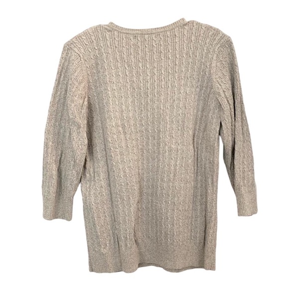 Karen Scott Heather Grey Cable Sweater - Picture 2 of 2